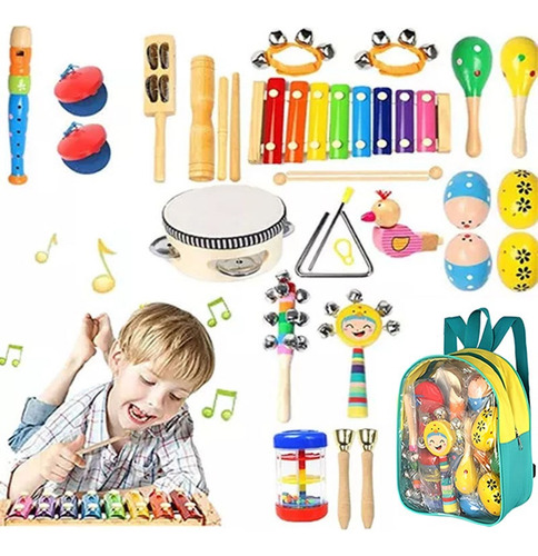 22 Piezas De Instrumentos Musicales De Percusión De Madera
