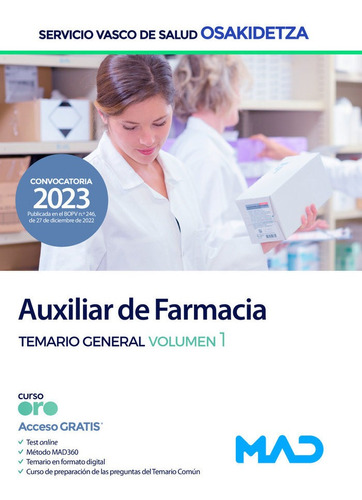 Libro Auxiliar De Farmacia De Osakidetza-servicio Vasco D...