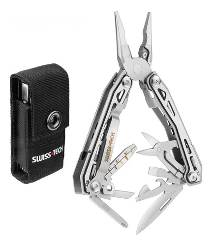 Alicate Canivete Multitool Swiss Tech 16 Funções Aço Inox