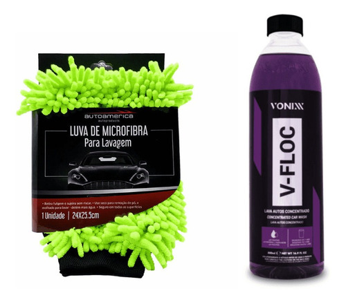 Kit Lavagem De Carro Básico V-floc Vonixx + Luva Microfibra