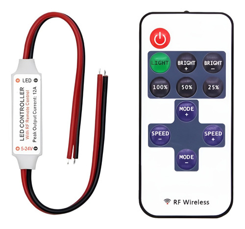 Controladora Dimmer Rf Dimer Tiras Led 5-24v Control Remoto