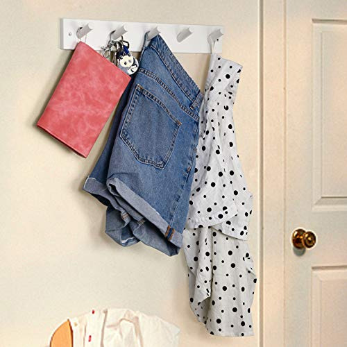 Perchero De Pared Skoloo Bamboo Con 5 Pinzas, Color Blanco