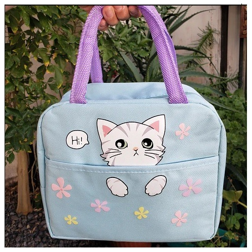 Imagen 2 de 7 de Lonchera Bolso Térmico Colación Kawaii Diseño Gato