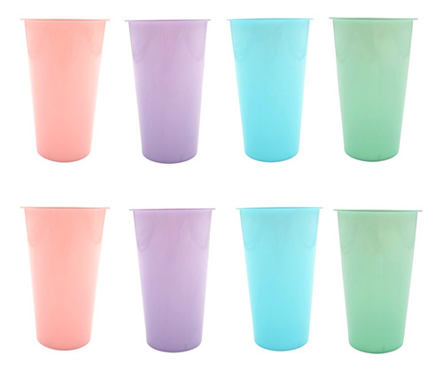 Vaso Flexible 500 Cc Colores Pasteles X 8 Un Reutilizables