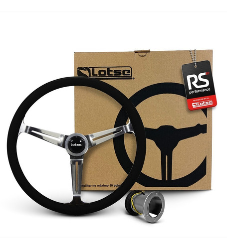 Volante Lotse Boxer Couro Natural Inox + Cubo Wega Para Vw