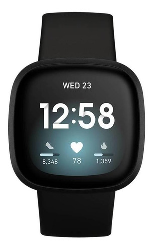 Imagen 1 de 4 de Smartwatch Fitbit Versa 3 1.58" caja de  aluminio anodizado  black aluminum, malla  black de  elastómero y aluminio anodizado FB511