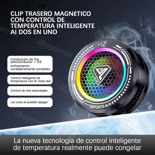Ventilador de Teléfono Celular Inteligente Royemai Rgb Cooler Gamer color Negro