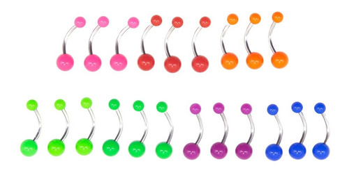 Piercing Ombligo Bb-uv Solido 1.6x10x4/6 Mix Colores 10 Unds