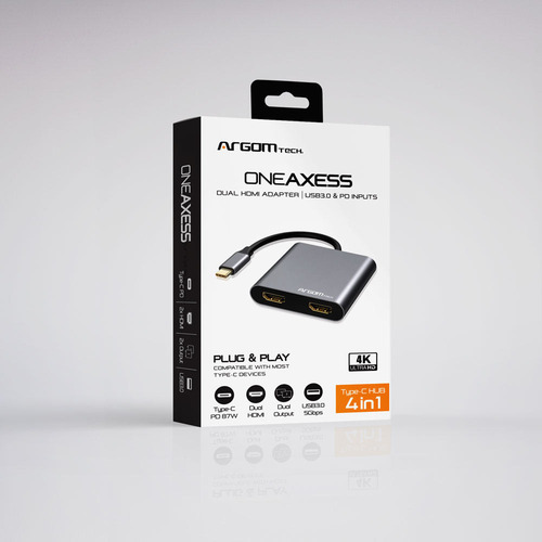 Convertidor Adaptador Tipo C Macho A Dual Hdmi Hembra 4 En 1