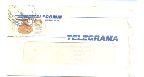 Méx Exporta Sobre Telegrafo Circulado Cobre Martillado 1991