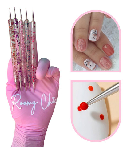 5 Punteros Mano Alzada Nail Art Para Uñas