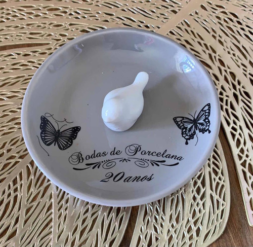 Porta Anel Em Cerâmica 20 Anos Bodas De Porcelana