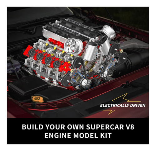 Bloco Montar Motor V8 Motorizado Importado Mould King 10130