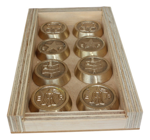 Caja De 8 Tejos Con Diseño Para Rayuela De Bronce