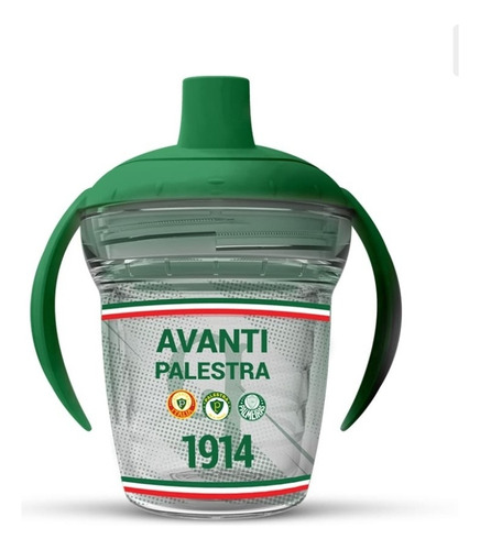 Copo De Transição Infantil Palmeiras 170ml Bico Ante Engasgo Cor Verde