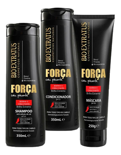 Kit Força Com Pimenta Bio Extratus Sh Cond 350ml Máscara 250