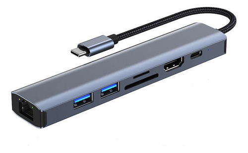 Adaptador Divisor Multipuerto Usb 3.0 C Hub 7 En 1 Con Tarje