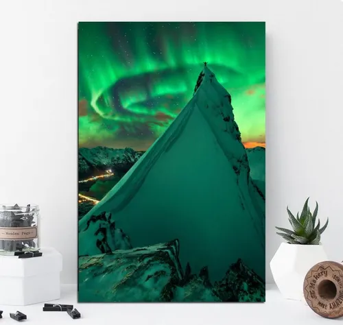 comprar Vinilo Decorativo 60x90cm Aurora Boreal Montaña Ver