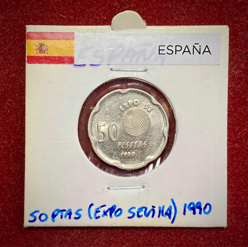 Moneda 50 Pesetas España 1990 Km 852 Expo 92 Juan Carlos 1 (Usado)