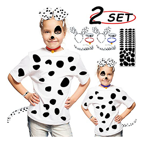 2 Sets Dalmatian Traje De Perro Ear Headband,tail, B56hq