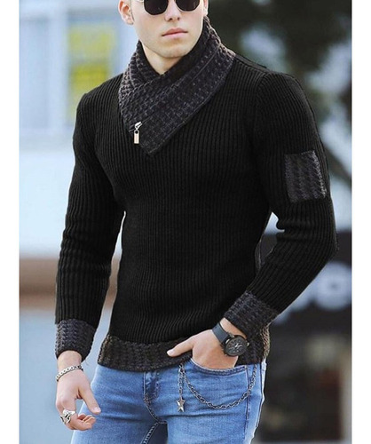 Imagen 3 de 10 de Bufanda Cuello Suéter Hombres Slim Fit Maillot Casual Cool