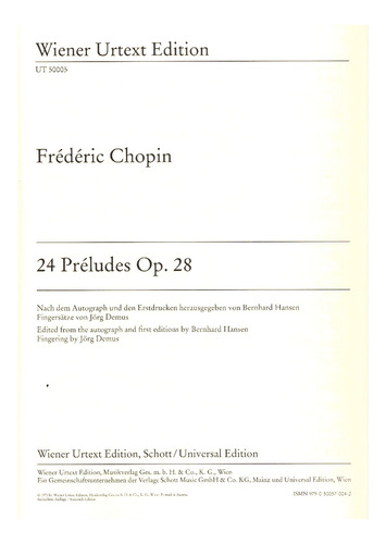 F. Chopin: 24 Preludes Op.28 For Piano / 24 Preludios Op.28