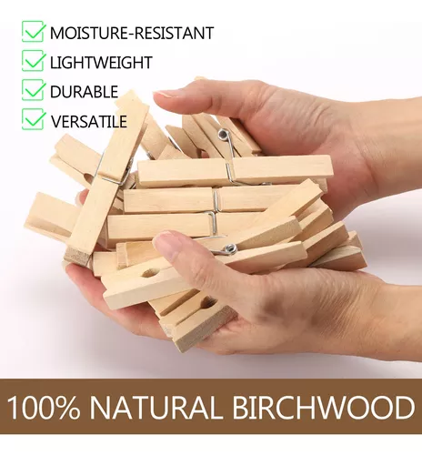 500 pinzas de madera grandes – pinzas de madera resistentes para ropa  colgante de ropa – Alfileres de madera para manualidades
