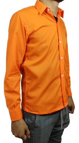 Camisa  Hombre Naranja Intenso Calidad Premium
