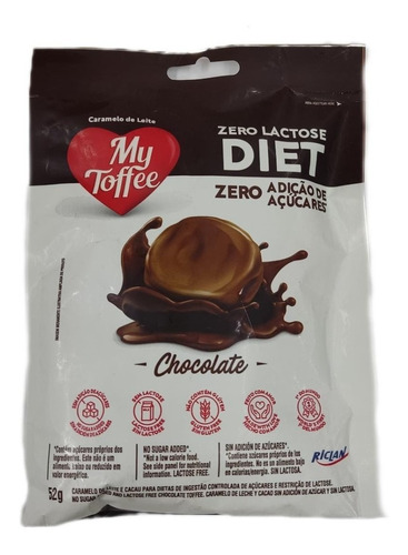 Bala My Toffee Zero Lactose Diet Sabor Chocolate Pacote 52g