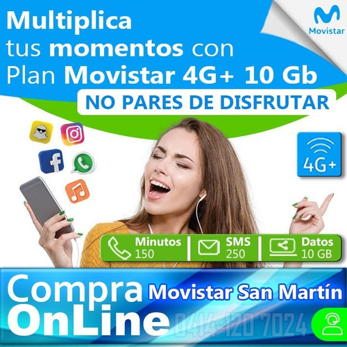 Imagen 3 de 6 de Linea Movistar Chip 4g Celular Internet - Agente Autorizado