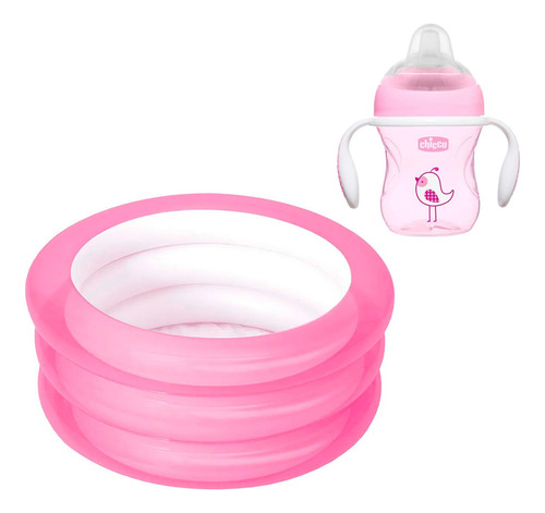 Banheira Inflável 80l Piscina (+2 Anos) Rosa E Copo 200ml