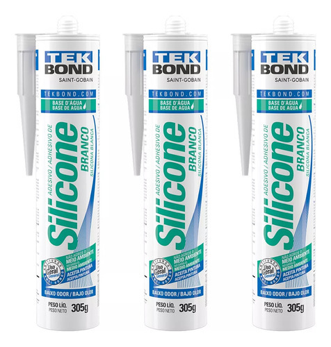 3 Colas Silicone Branco À Base D'agua 305g/280ml Tekbond