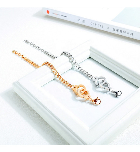 Pulsera Tipo Esposas De Acero Inoxidable Parejas Regalo