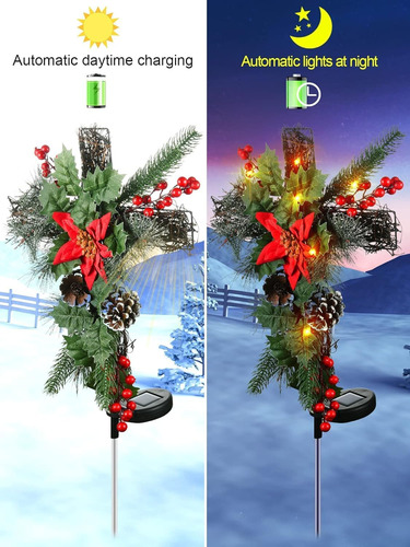Paquete De 2 Decoraciones Navideñas, Luces Solares De Estaca