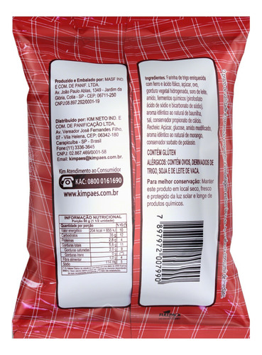 Bolo Kim Mini de baunilha e morango em pacote 80 g 2 u