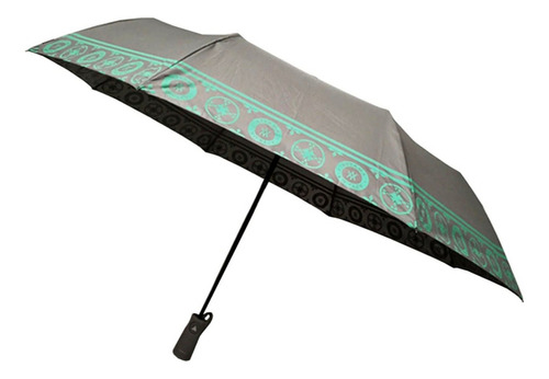 Paraguas Dama Liso 3 Colores Apertura Automatica -la Valija Color Gris Diseño De La Tela Guarda C/diseños Verdes