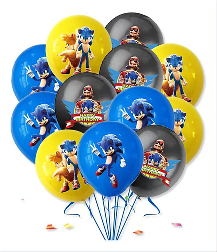 Art.fiesta Adorno Cumpleaños Infantil Globos Sonic Erizo 