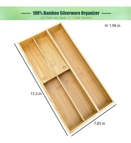 Organizador De Cubiertos De Bambú Para Cajones - Utensilios