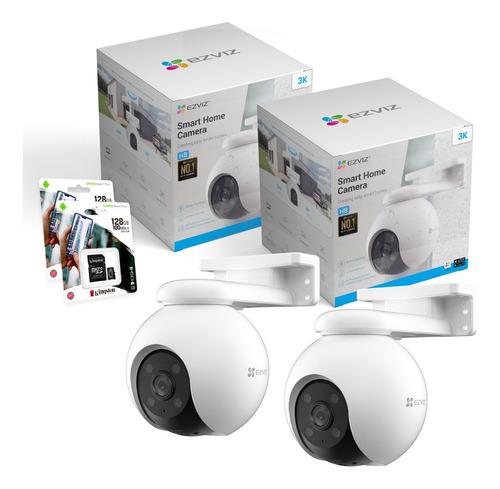 Kit 2 Cámaras Seguridad Ip Ezviz Exterior Wifi 360 3k +128gb