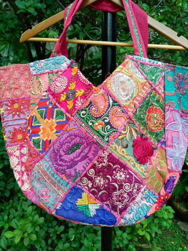 Bolso Grande Importado Hindu, Cartera ( Cod 31-32 ) Rosa -lila 32