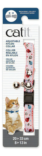 Catit Collar Ajustable Para Gatos Color Blanco Y Rosa Con Chinitas