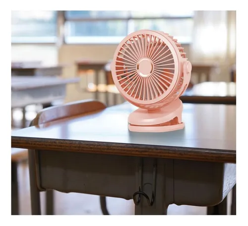 Ventilador Giro 360 Grados Portatil Recargable Con Base Clip