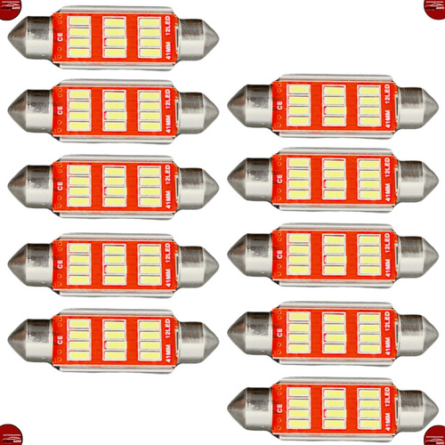 Lâmpada Led Torpedo 41mm Luz De Teto Canbus 6000k 10w 10 Uni