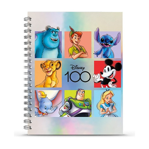 Cuaderno 16x21 Tapa Dura C/espiral 80hjs Mooving Disney 100