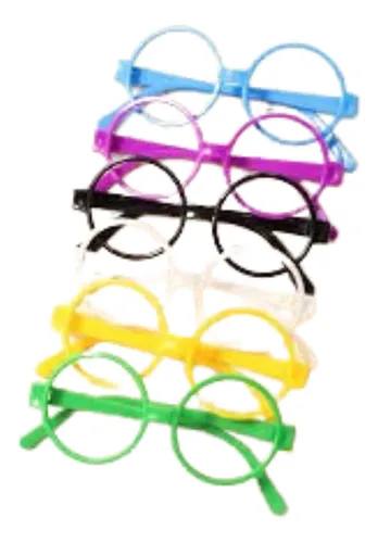 Lentes Chatos Fluo X 12 Und. Cotillón Fiesta Formas Varias Multicolor Circulos