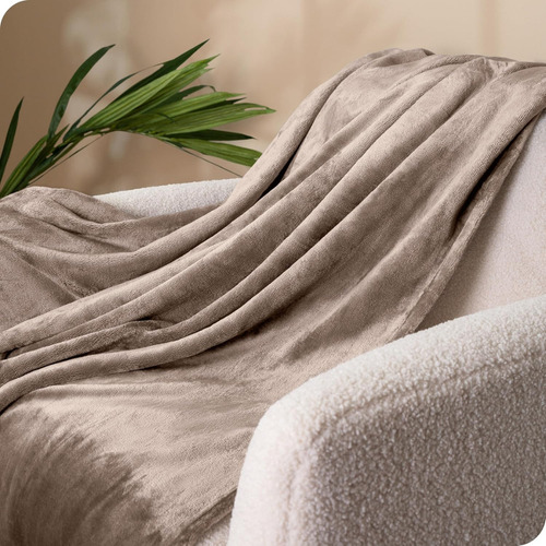 Frazada Manta Plush Flannel 240 X 190cm Térmica Ultra A Soft Marrón Claro Liso