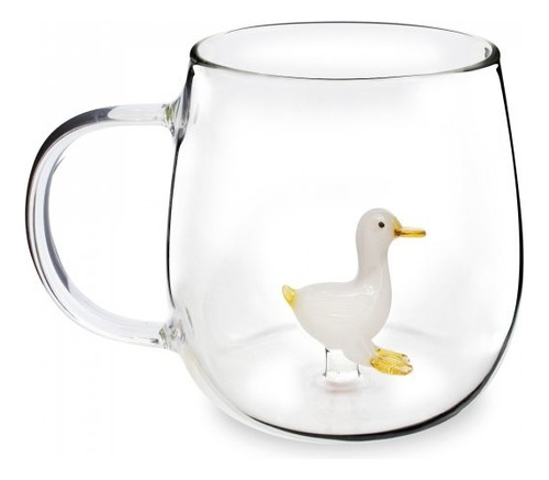 Taza De Vidrio Con Asa Cristal 3d Cisne Blanco 350 Ml