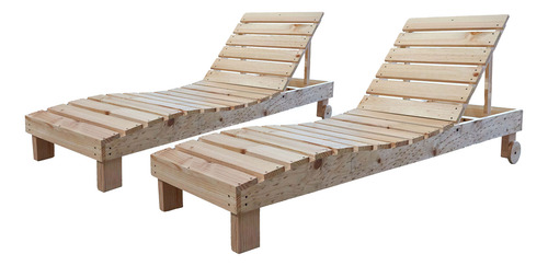 Reposeras Terraza Y Mesa Madera / Cojin Mostaza