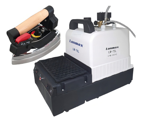 Caldeira 4,5 Litros C/ Ferro Vapor Passar Indust. + Sapata Cor Preto C/ Branco 220v