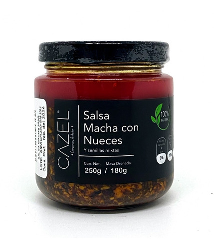 Imagen 2 de 4 de Salsa Macha 250g Con Nueces Y Semillas Oaxaca Caja 12 Piezas